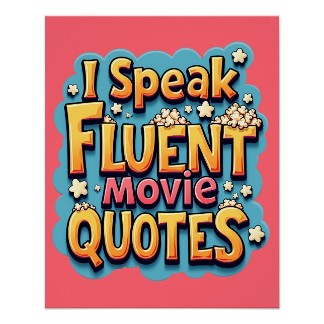Poster Je Parle Citations De Film Fluent Retro Pop Art (Devant)