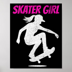 Poster Je patine comme une fille skateboard skateboard Sk
