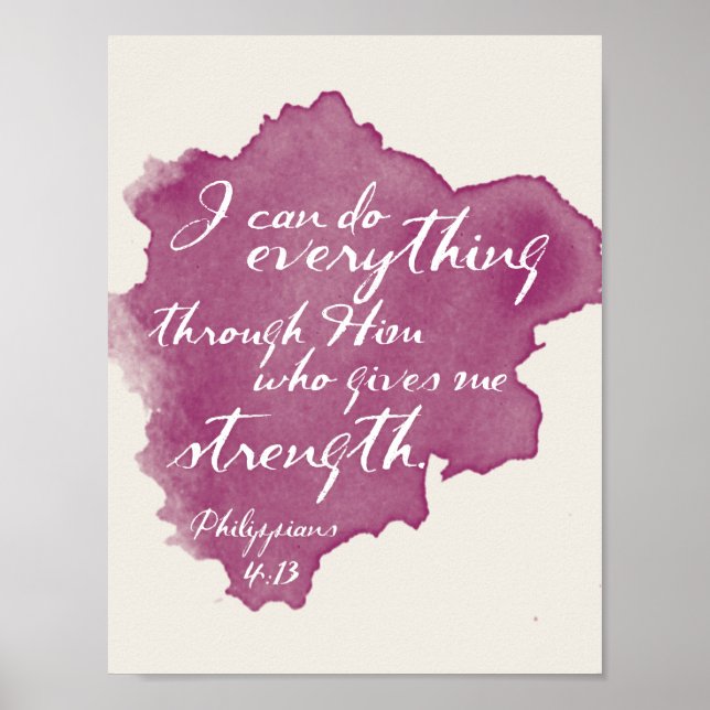 Poster Je peux tout faire Philippiens 4:13 Art Écriture (Devant)