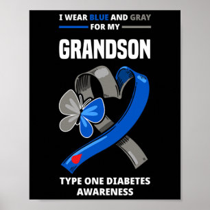 Poster Je Porte Du Bleu Et Du Gris Pour Mon Petit-Fils Ty