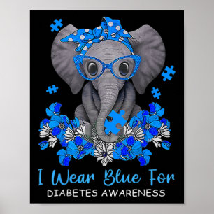 Poster Je Porte Du Bleu Pour La Sensibilisation Au Diabèt