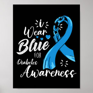 Poster Je Porte Du Bleu Pour La Sensibilisation Au Diabèt