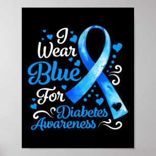 Poster Je Porte Du Bleu Pour La Sensibilisation Au Diabèt