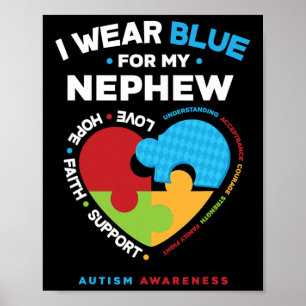 Poster Je Porte Du Bleu Pour Mon Autisme Népalais Autiste