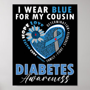 Poster Je Porte Du Bleu Pour Mon Cousin Type 1 Diabète La