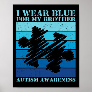 Poster Je porte du bleu pour mon frère Enfants autistes S