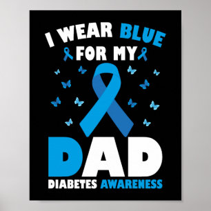 Poster Je Porte Du Bleu Pour Papa Diabète Sensibilisation