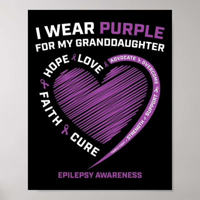 Poster Je Porte Du Purple Pour Mon Grand-Fille Epilepsy A (Devant)
