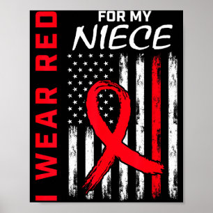 Poster Je porte du rouge pour la sensibilisation à la mal