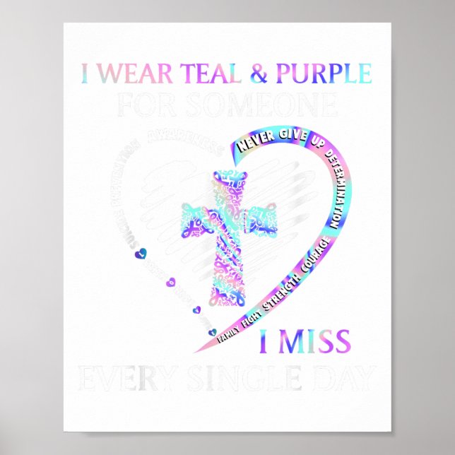 Poster Je Porte Du Ruban Cr Turquoise Et Violet Sensibili (Devant)
