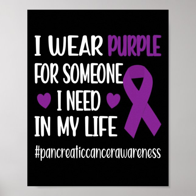 Poster Je Porte Du Ruban Violet Pancréatique Cancer Guerr (Devant)