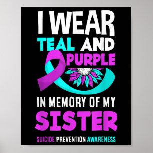 Poster Je porte du sarcelle et du violet pour la préventi