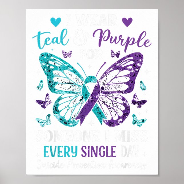 Poster Je Porte le &amp Turquoise; Purple Suicide Prevent (Devant)