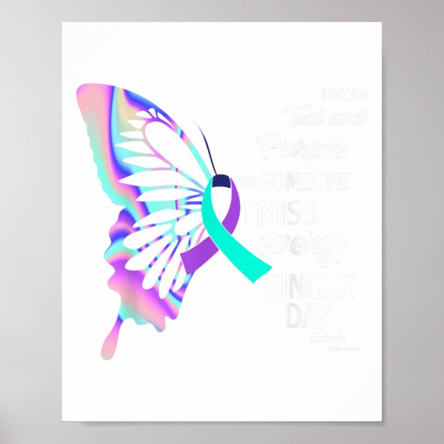 Poster Je Porte le &amp Turquoise; Purple Suicide Prevent (Devant)