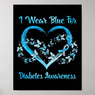 Poster Je porte le bleu pour la sensibilisation au diabèt