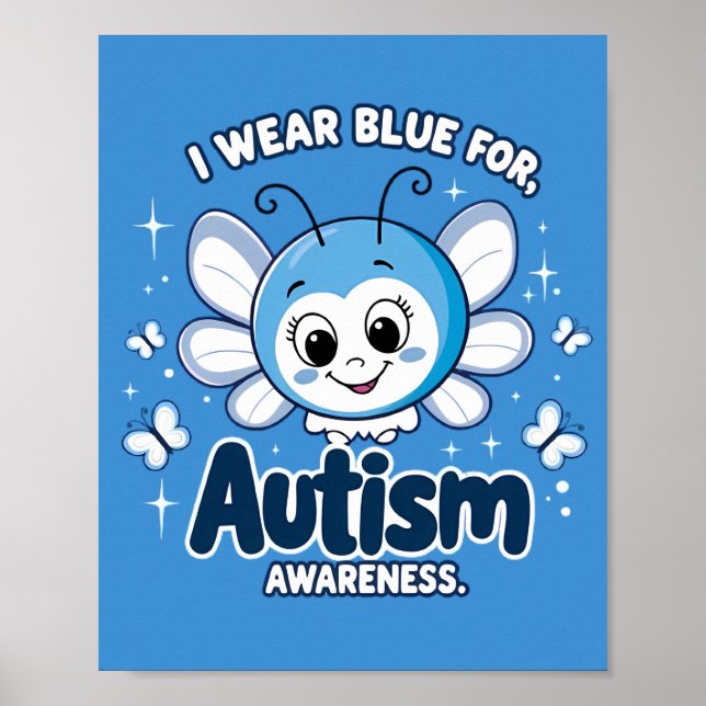 Poster Je porte le bleu pour la sensibilisation sur l'aut (Devant)