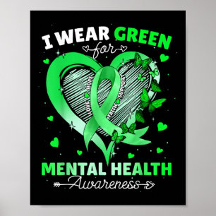 Poster Je Porte Le Papillon Vert Pour La Sensibilisation