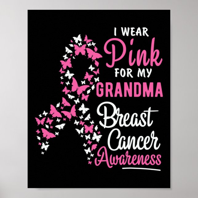 Poster Je Porte Le Rose Pour Ma Grand-Mère Cancer Du Sein (Devant)