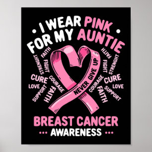 Poster Je Porte Le Rose Pour Ma Tante Tante Cancer Du Sei