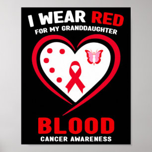 Poster Je Porte Le Rouge Pour Ma Petite-Fille, Le Cancer 