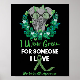 Poster Je Porte Le Ruban Vert Pour Sensibilisation À La S