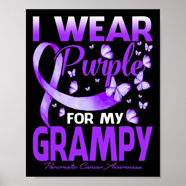 Poster Je Porte Le Violet Pour Mon Cancer Pancréatique Gr (Devant)
