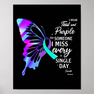 Poster Je Porte Le Violet Turquoise Pour La Prévention Mé
