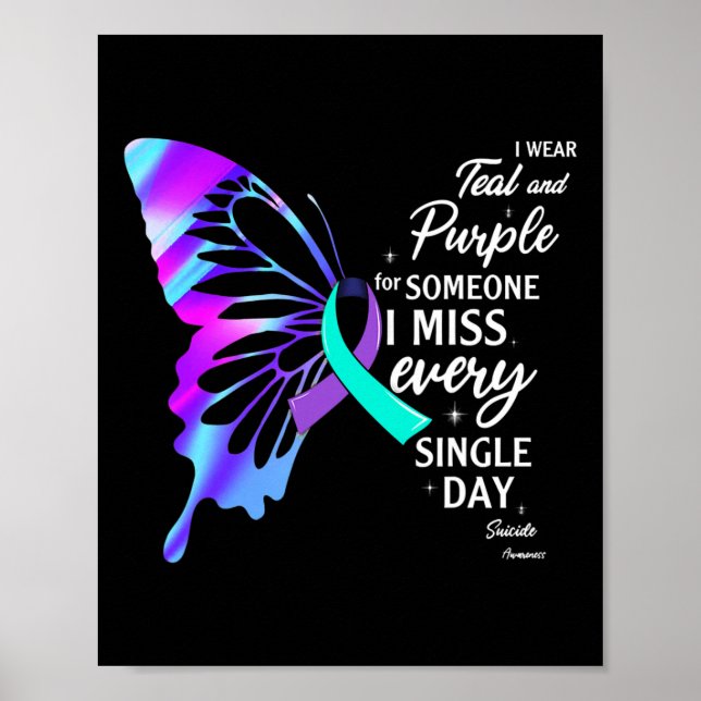 Poster Je Porte Le Violet Turquoise Pour La Prévention Mé (Devant)
