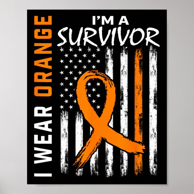 Poster Je porte l'orange Je suis un survivant Leucémie Ca (Devant)