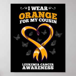 Poster Je Porte Orange Cousin Leucémie Cancer Sensibilisa