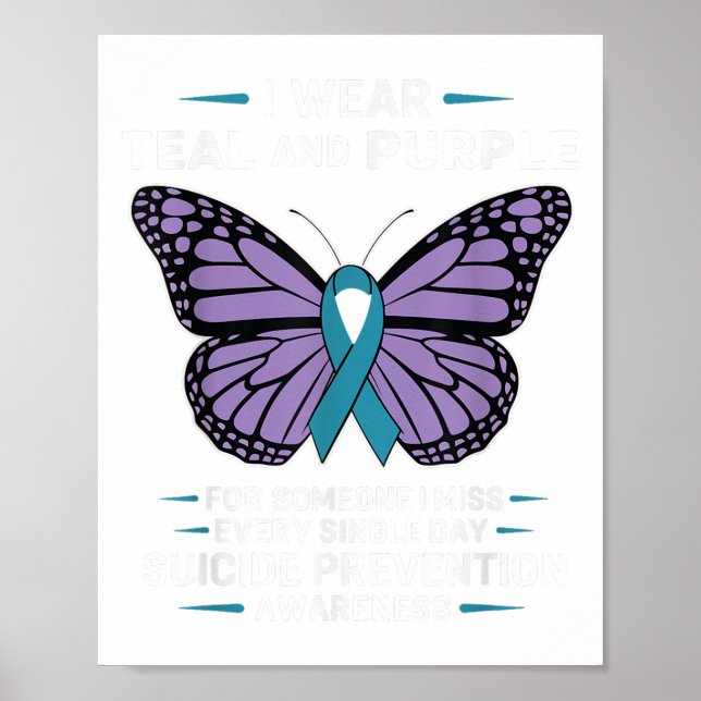 Poster Je Porte Suicide Turquoise Et Violet Sensibilisati (Devant)