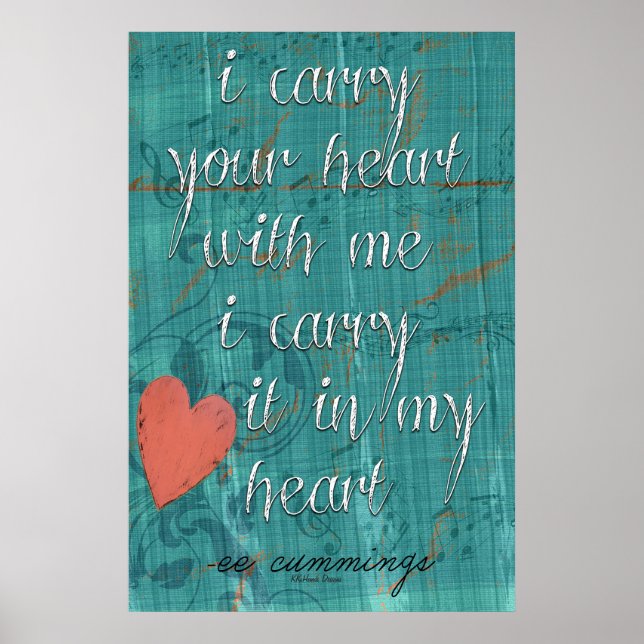 Poster Je Porte Ton Coeur Avec Moi Poème (Devant)