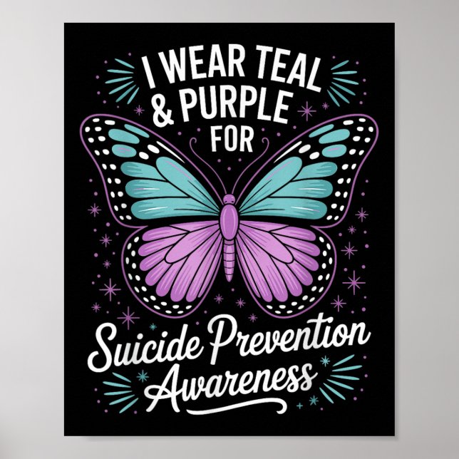 Poster Je Porte Turquoise &amp; Purple Pour La Prévention (Devant)