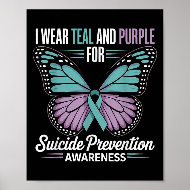 Poster Je Porte Turquoise &amp; Purple Pour La Prévention (Devant)