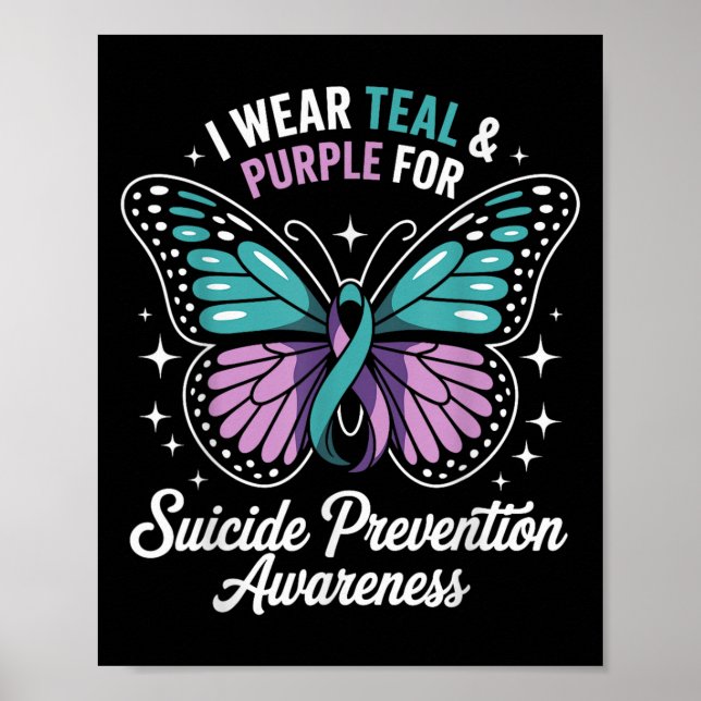 Poster Je Porte Turquoise &amp; Purple Pour La Prévention (Devant)