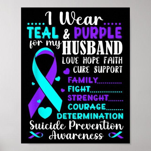 Poster Je Porte Turquoise &amp; Purple Pour Mon Mari Suic (Devant)