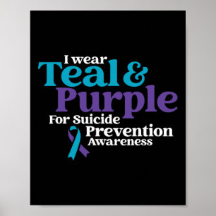 Poster Je Porte Turquoise Et Violet Pour La Prévention Du