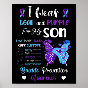 Poster Je Porte Turquoise Et Violet Pour Mon Fils Suicide