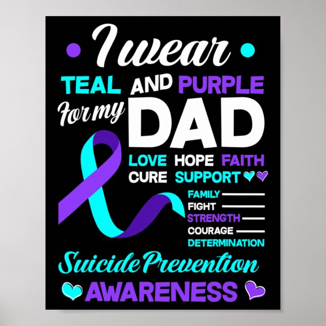 Poster Je porte Turquoise et violet pour mon père Suicide (Devant)