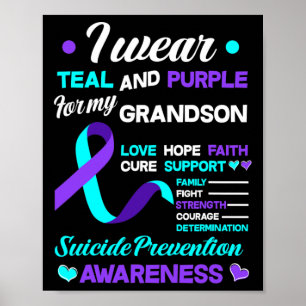 Poster Je Porte Turquoise Et Violet Pour Mon Petit-Fils S