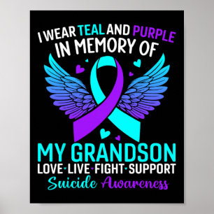 Poster Je Porte Turquoise Et Violet Pour Mon Petit-Fils S