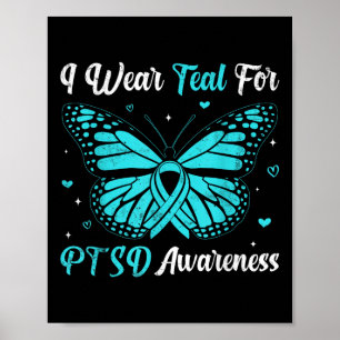 Poster Je Porte Turquoise Pour Le Ruban Papillon De Sensi