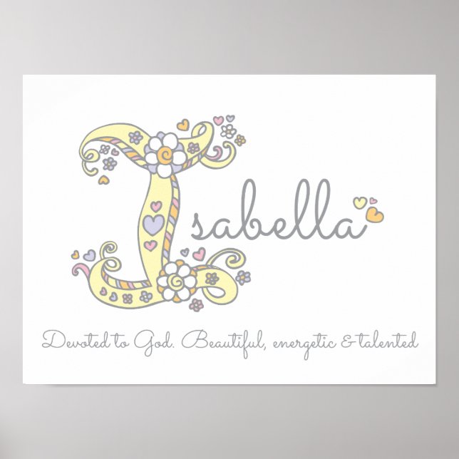Poster Je pour "Isabella" initiale signification du nom d (Devant)