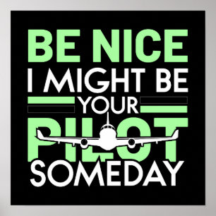 Poster Je pourrais être votre pilote un jour Citation drô