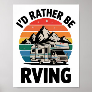 Poster Je préfère faire du camping en camping-car, randon