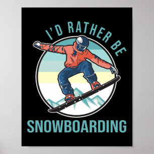 Poster Je préfère le snowboard Retro Ski Goggings Winte