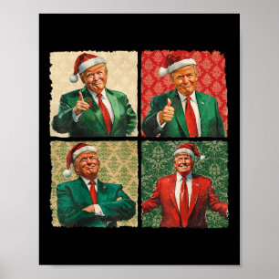 Poster Je serai à la maison pour Noël Funny Trump Xmas Pè