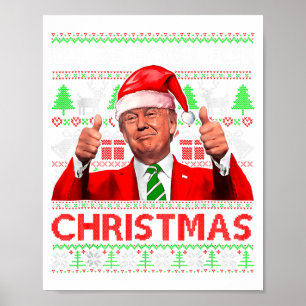 Poster Je serai à la maison pour Noël Santa Trump Xmas Py