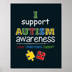 Poster Je soutiens Sensibilisation sur l'autisme Puzzles 