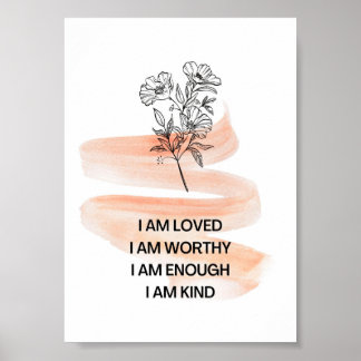 Poster Je suis aimé amour-propre affirmation positive